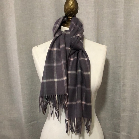 NWOT-Scarf-Pale Pink/Blue/Lilac/Gray Plaid-Soft-12x47 - Picture 3 of 10